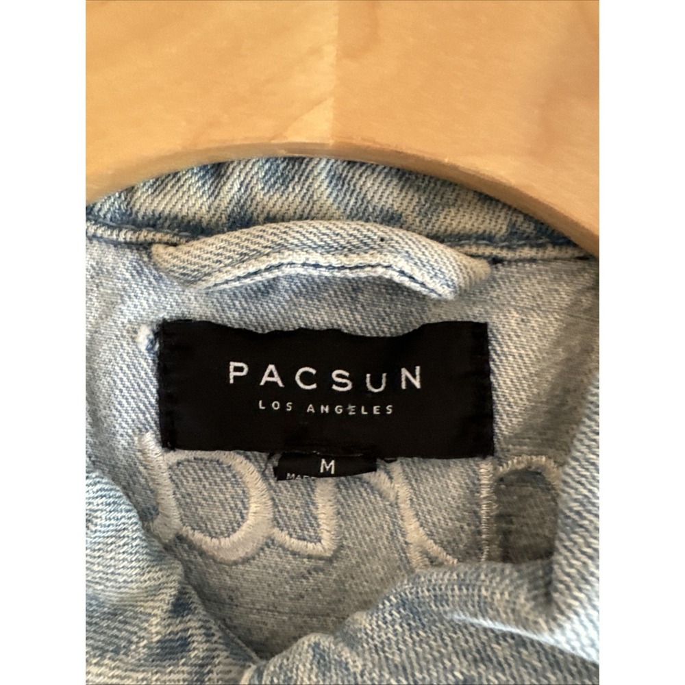 PacSun Jean Jacket M, Embroidered Japan Tiger Dragon Y2K Gorpcore Thrashed Punk - Picture 11 of 16